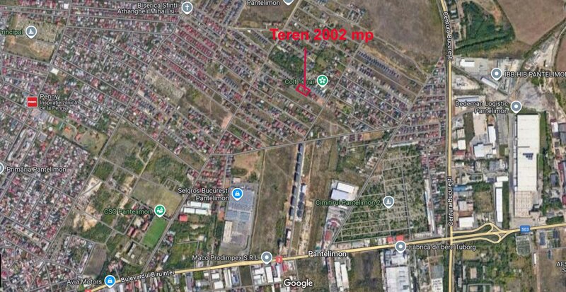 Pantelimon, teren 2002 mp deschidere 65m la 2 strazi adiacent Rascoala 1907, utilitati
